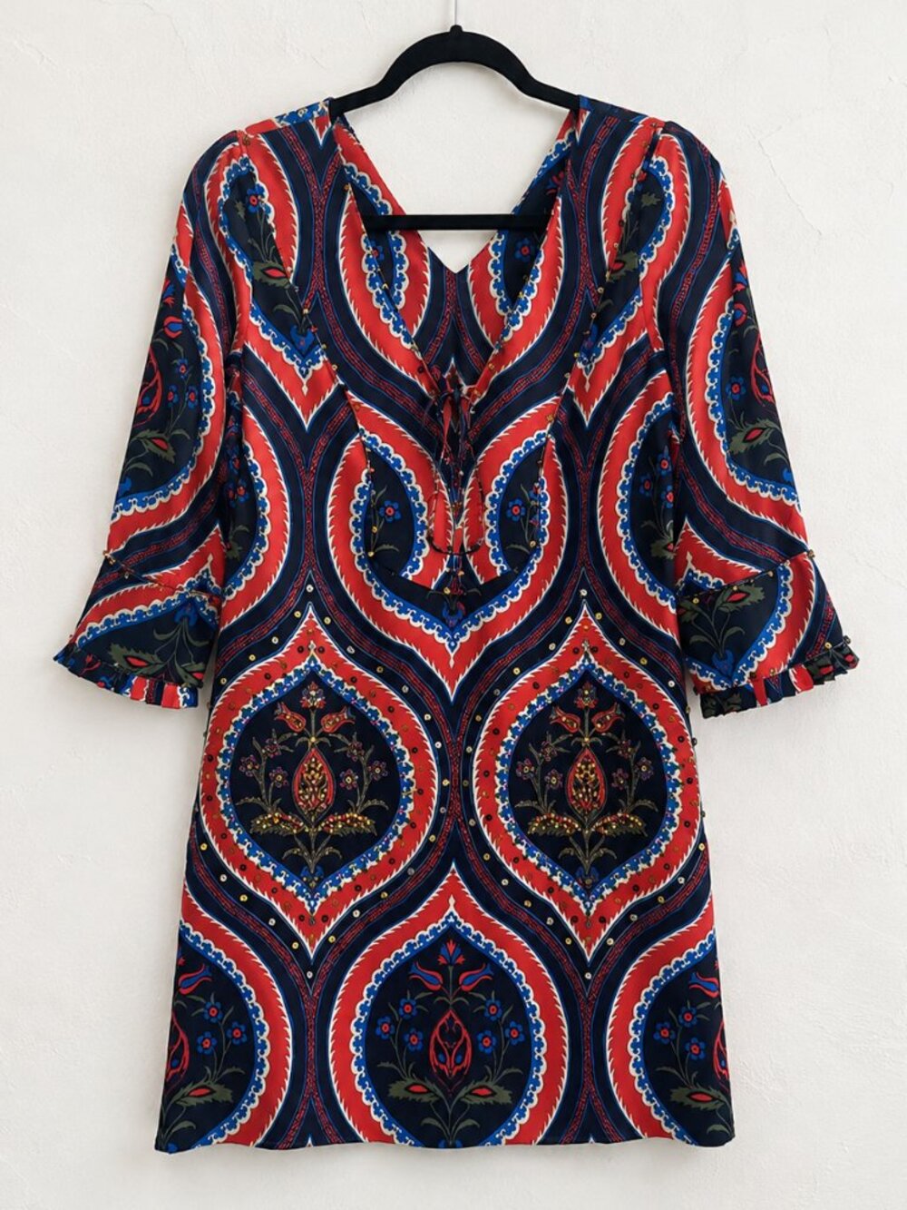 JUICY COUTURE PHOEBE PRINTED BEADED BOHO TUNIC DRESS OR TOP SIZE Small (2 - 4)